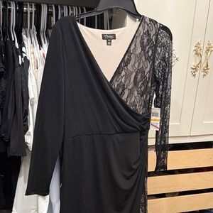 Thalia Sodi Black and Cream Lace Long Sleeve Dress